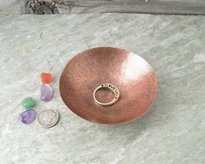 Alternate image for Hand-Hammered Small Copper Trinket Bowl with Mood Token Set