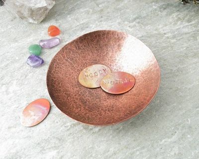Alternate image for Hand-Hammered Small Copper Trinket Bowl with Mood Token Set
