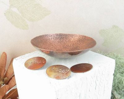 Alternate image for Hand-Hammered Small Copper Trinket Bowl with Mood Token Set