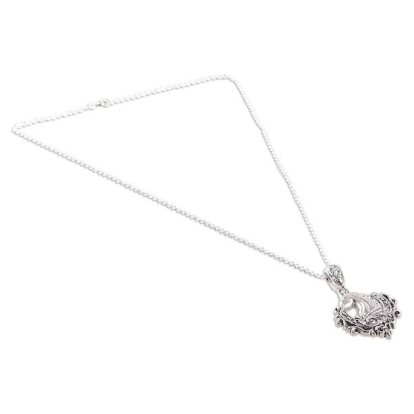 Alternate image for Classic Horse-Themed Sterling Silver Pendant Necklace Royal Gallantry