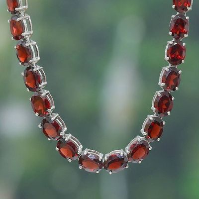 Primary image for 48-Carat Natural Garnet Link Necklace in a Polished Finish Jewels for Passion