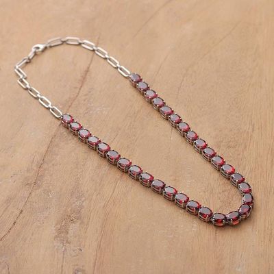 Alternate image for 48-Carat Natural Garnet Link Necklace in a Polished Finish Jewels for Passion