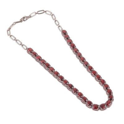 Alternate image for 48-Carat Natural Garnet Link Necklace in a Polished Finish Jewels for Passion