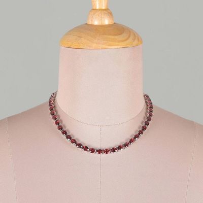 Alternate image for 48-Carat Natural Garnet Link Necklace in a Polished Finish Jewels for Passion