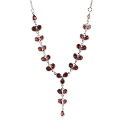 Alternate image for Leaf-Themed 15-Carat Natural Garnet Y Necklace from India Leaves of Passion