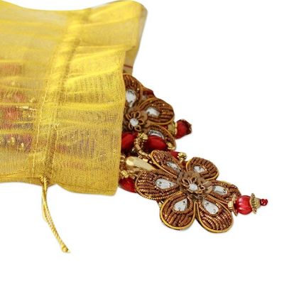 Alternate image for Embroidered Beaded Ornaments from India set of 5 Holiday Comets