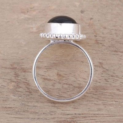 Alternate image for Faceted Black Onyx Sterling Silver Heart Cocktail Ring Lady of Delhi