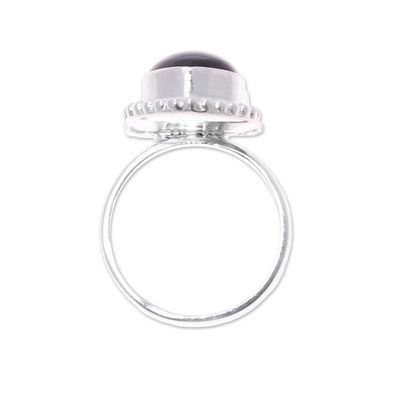 Alternate image for Faceted Black Onyx Sterling Silver Heart Cocktail Ring Lady of Delhi