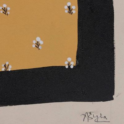 Alternate image for Madhubani Folk Art Painting of Deer by a Flowering Tree Sacred Grove of Life