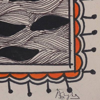 Alternate image for Madhubani Folk Art Painting of Indian Sacred Cow Kamdhenu Kamdhenu - Cow of Abundance