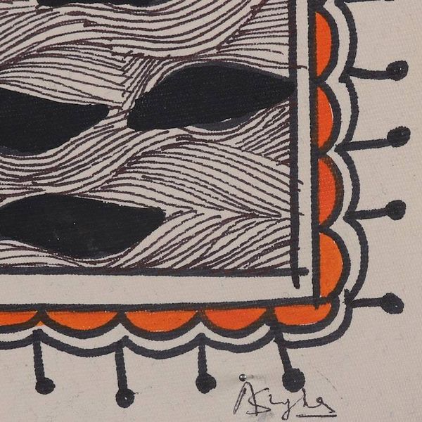 Alternate image for Madhubani Folk Art Painting of Indian Sacred Cow Kamdhenu Kamdhenu - Cow of Abundance
