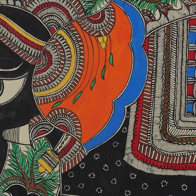 Alternate image for Madhubani Folk Art Painting of Royal Indian Elephant Festive Elephant