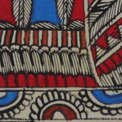 Alternate image for Madhubani Folk Art Painting of Hindu Deity Ardhanarishwar Ardhanarishwar - The Cosmic...