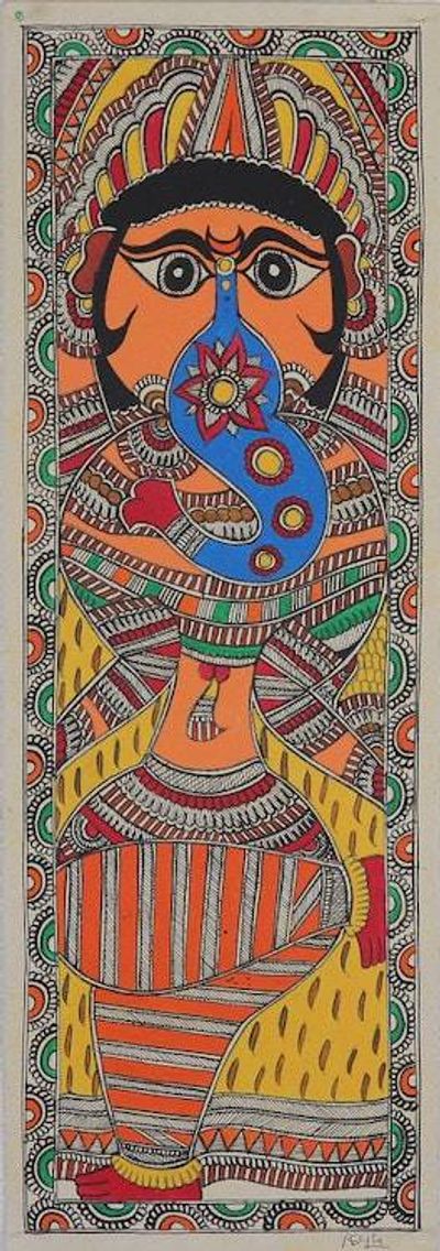Primary image for Elephant-Headed Hindu God Ganesha-Themed Madhubani Painting Divine Ganesha