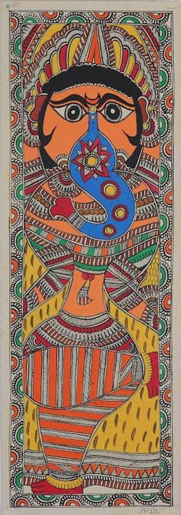 Alternate image for Elephant-Headed Hindu God Ganesha-Themed Madhubani Painting Divine Ganesha