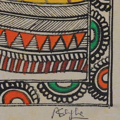 Alternate image for Elephant-Headed Hindu God Ganesha-Themed Madhubani Painting Divine Ganesha