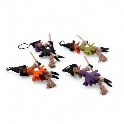 Alternate image for Artisan-Made 4-Piece Witch-Themed Wool Felt Ornament Set Witchy Wonders