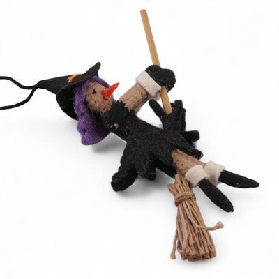 Alternate image for Artisan-Made 4-Piece Witch-Themed Wool Felt Ornament Set Witchy Wonders