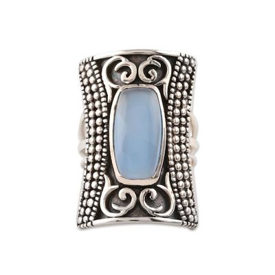 Alternate image for Patterned Blue Chalcedony Cocktail Ring from India Regal Luxury