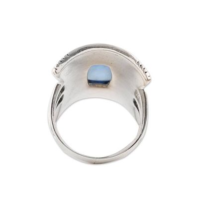 Alternate image for Patterned Blue Chalcedony Cocktail Ring from India Regal Luxury