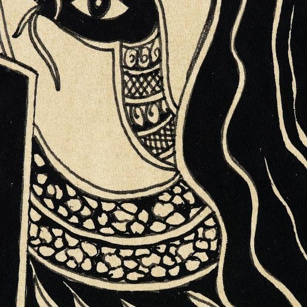Alternate image for Black and White Madhubani Painting of Shiva from India The Powerful Lord Shiva