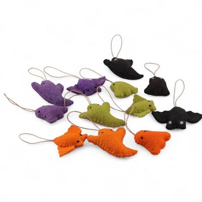 Primary image for Handmade Halloween-Themed 12-Piece Wool Felt Ornament Set Supernatural Party