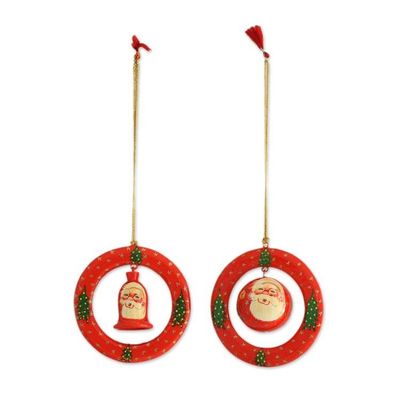 Alternate image for Papier Mache Christmas Ornaments Pair from India Christmas Rings