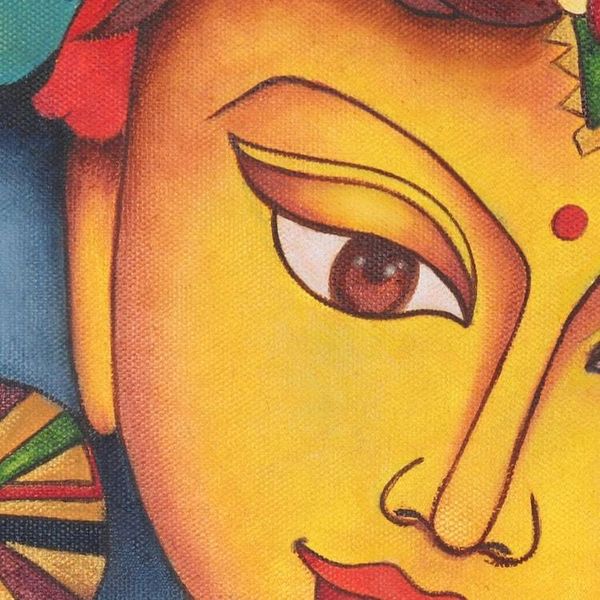 Alternate image for Signed Expressionist Painting of Radha from India Alluring Radha