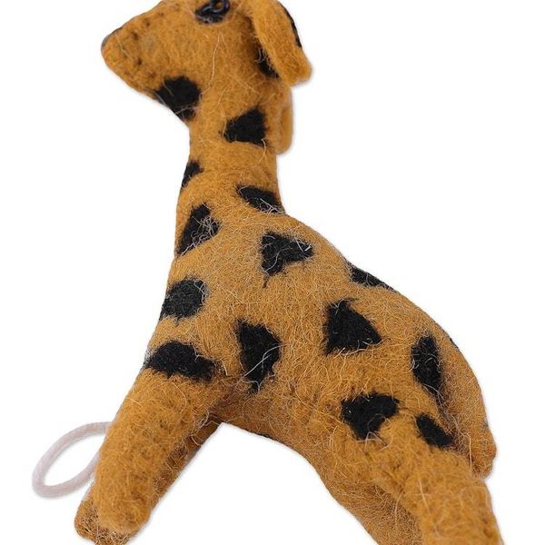 Alternate image for Set of Five Warm-Toned Wool and Cotton Giraffe Ornaments Giraffe Realm