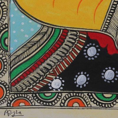 Alternate image for Madhubani Painting of Elephant-Headed Indian God Ganesha Divine Grace of Ganesha