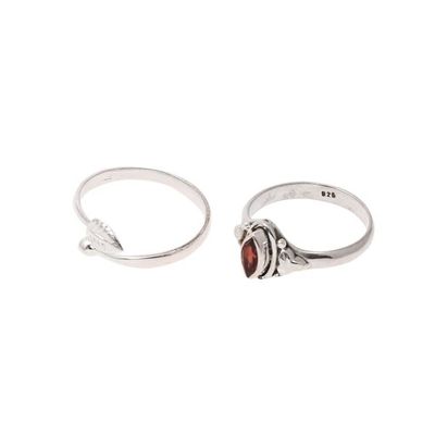 Alternate image for Garnet and Sterling Silver Rings from India Pair Royal Delight