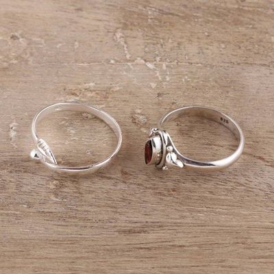 Alternate image for Garnet and Sterling Silver Rings from India Pair Royal Delight