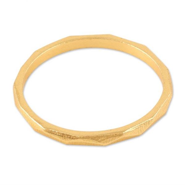 Alternate image for Hand Crafted Gold-Plated Band Ring Golden Faces