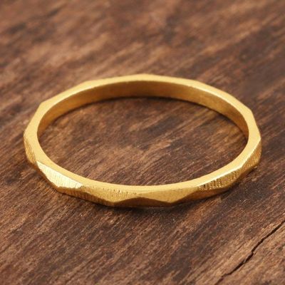 Alternate image for Hand Crafted Gold-Plated Band Ring Golden Faces
