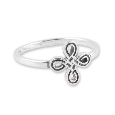 Alternate image for Polished Celtic-Inspired Sterling Silver Cocktail Ring Infinite Knot