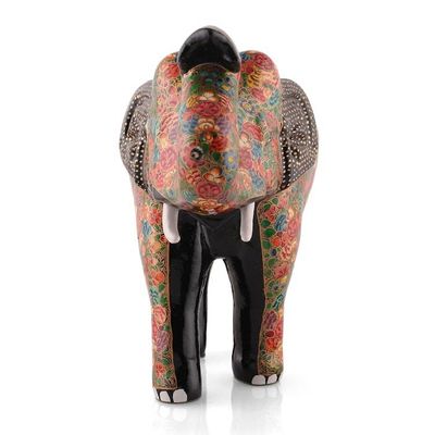 Alternate image for Hand-Painted Floral Papier Mache and Wood Elephant Sculpture Arcadian Elephant