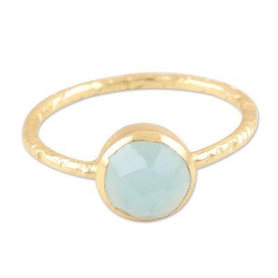 Alternate image for Gold-Plated Single Stone Ring with Faceted Chalcedony Angle of Repose