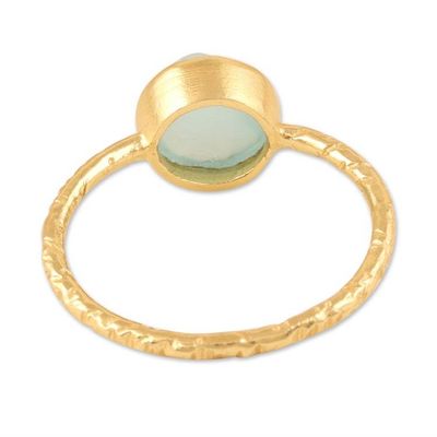 Alternate image for Gold-Plated Single Stone Ring with Faceted Chalcedony Angle of Repose