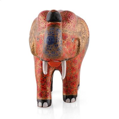 Alternate image for Artisan-Made Floral Painted Papier Mache Elephant Sculpture Dynastic Giant