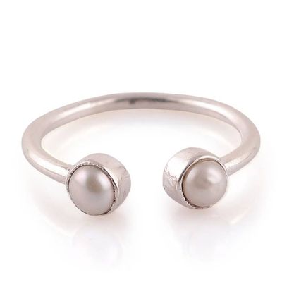 Primary image for Sterling Silver Wrap Ring with 2 Round Cultured Pearls Posh Gleam