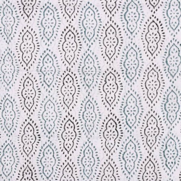 Alternate image for Block-Printed Green White Black Cotton Shawl with Tassels Creative Essence