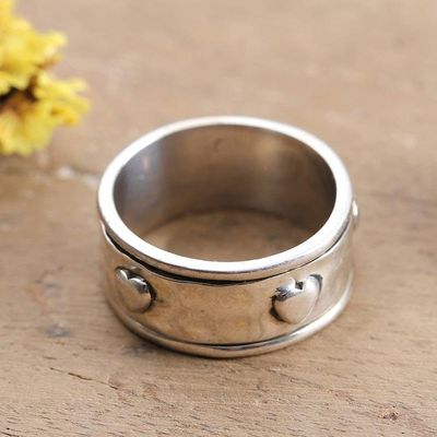 Alternate image for Heart-Themed Sterling Silver Meditation Spinner Ring Rotating Hearts