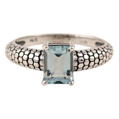 Alternate image for Sterling Silver and Blue Topaz Solitaire Ring Ancient Beauty