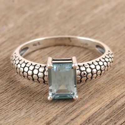 Alternate image for Sterling Silver and Blue Topaz Solitaire Ring Ancient Beauty