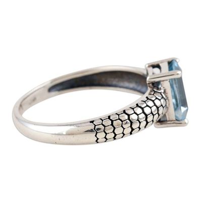 Alternate image for Sterling Silver and Blue Topaz Solitaire Ring Ancient Beauty