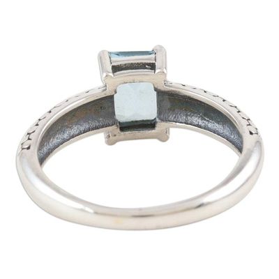 Alternate image for Sterling Silver and Blue Topaz Solitaire Ring Ancient Beauty