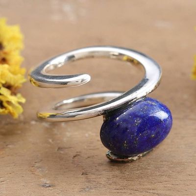 Alternate image for Birthstone Lapis Lazuli Stone and Sterling Silver Wrap Ring True Glory