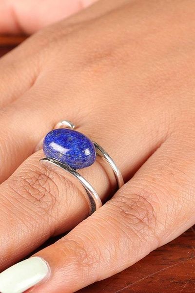 Alternate image for Birthstone Lapis Lazuli Stone and Sterling Silver Wrap Ring True Glory