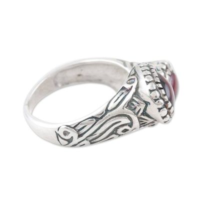 Alternate image for Polished Sterling Silver Wrap Ring with Natural Garnet Gems Red Perseverance