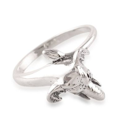 Alternate image for Traditional Elephant-Shaped Sterling Silver Cocktail Ring Elephant Signature
